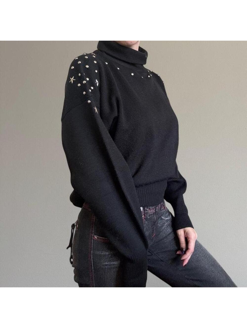 80s studded turtleneck sweater from Meister.